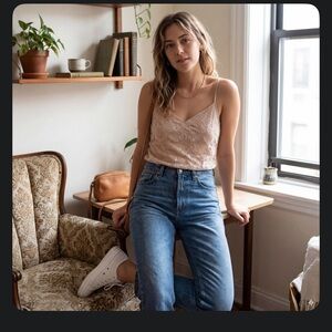 Delicate Lace Cami Tank Top - Blush